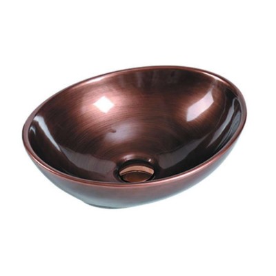 K2086C Antique brushed oval shape washroom ceramic golden sink